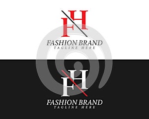 Alphabet letters FH, HF minimalist fashion brands and luxury classic serif fonts logo.