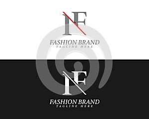 Alphabet letters FI, IF minimalist fashion brands and luxury classic serif fonts logo.