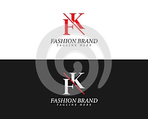 Alphabet letters FK, KF minimalist fashion brands and luxury classic serif fonts logo.