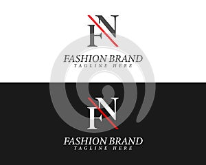 Alphabet letters FN, NF minimalist fashion brands and luxury classic serif fonts logo. photo