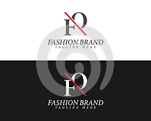 Alphabet letters FO, OF minimalist fashion brands and luxury classic serif fonts logo.