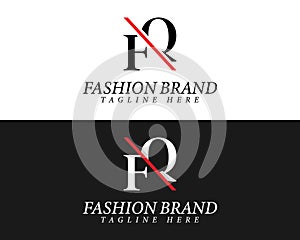 Alphabet letters FQ, QF minimalist fashion brands and luxury classic serif fonts logo.