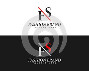 Alphabet letters FS, SF minimalist fashion brands and luxury classic serif fonts logo.