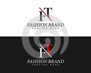 Alphabet letters FT, TF minimalist fashion brands and luxury classic serif fonts logo.