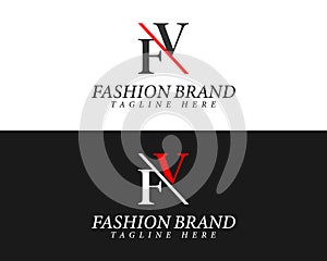 Alphabet letters FV, VF minimalist fashion brands and luxury classic serif fonts logo.