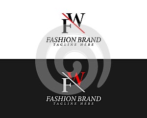 Alphabet letters FW, WF minimalist fashion brands and luxury classic serif fonts logo Design