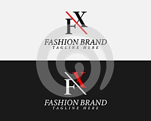 Alphabet letters FX, XF minimalist fashion brands and luxury classic serif fonts logo Design.