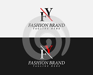 Alphabet letters FY, YF minimalist fashion brands and luxury classic serif fonts logo Design.