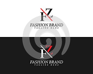 Alphabet letters FZ, ZF minimalist fashion brands and luxury classic serif fonts logo Design.