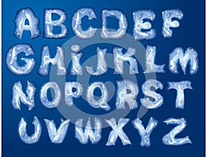Alphabet - letters are made by hoarfrost