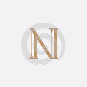 Alphabet letters monogram icon logo N elegance