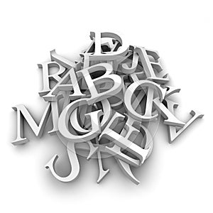 Alphabet letters poured in a heap