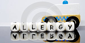 alphabet letters spelling a word allergy