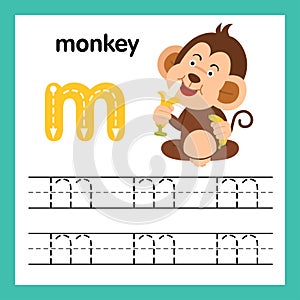 Alphabet M exercise with cartoon vocabulary