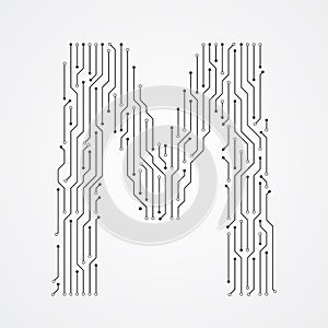 Alphabet M shape digital line design