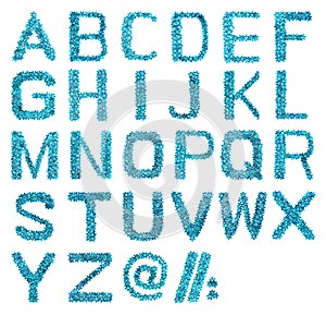 Alphabet made of blue craft sequins