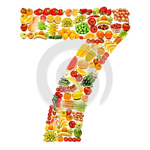 Alphabet made of fruits and vegetables