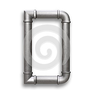 Alphabet made of Metal pipe, letter D with clipping path