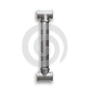 Alphabet made of Metal pipe, letter I with clipping path