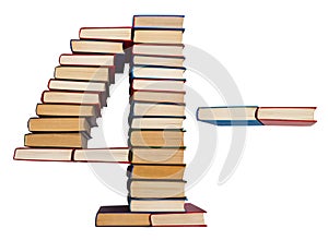 Alphabet made out of books, figures 4 and minus photo