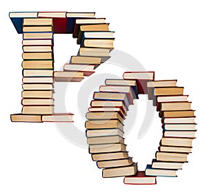 Alphabet made out of books, letters P and O