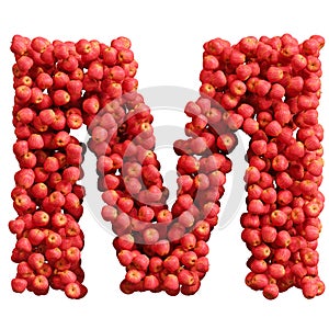 Alphabet made of red apples, letter m
