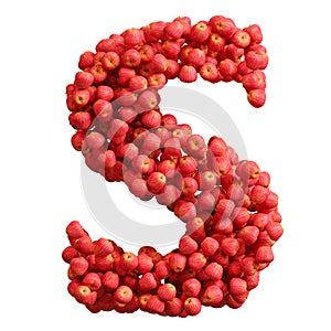 Alphabet made of red apples, letter s
