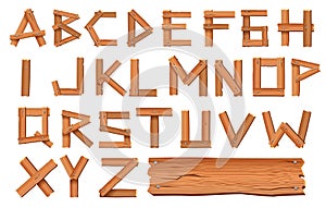 Alphabet made of wooden letters isolated