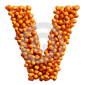 Alphabet from many oranges, letter V