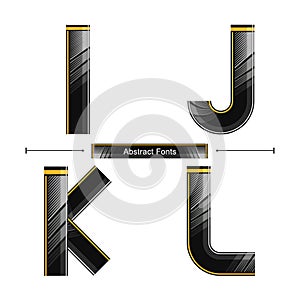 Alphabet Modern abstract black color style in a set IJKL