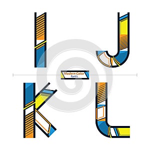 Alphabet modern color style in a set IJKL