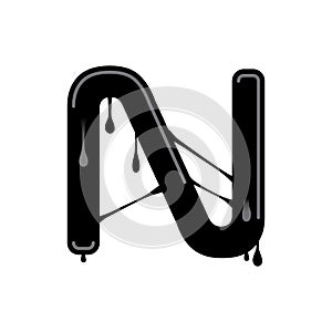 Alphabet N black slime logo or symbol template design