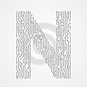 Alphabet N shape digital line design