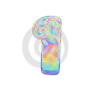 Alphabet number 1. Funny font made of colorful soap bubble. 3D render isolated on white background.