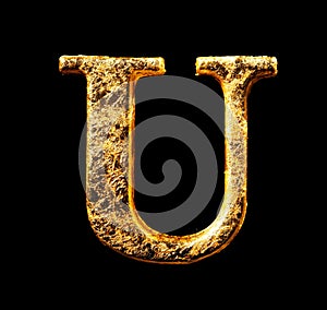 Alphabet and numbers in gold leaf