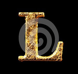 Alphabet and numbers in gold leaf