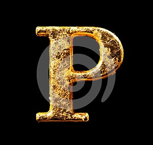 Alphabet and numbers in gold leaf photo