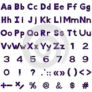 Alphabet, numbers and signs set, serpentines