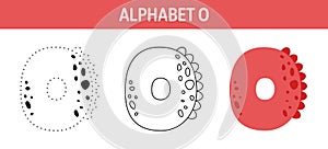 Alphabet O tracing and coloring worksheet for kids