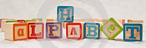 Alphabet phrase written with kids cubes