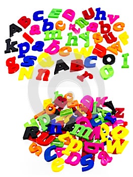 Alphabet pile colorful letters spelling