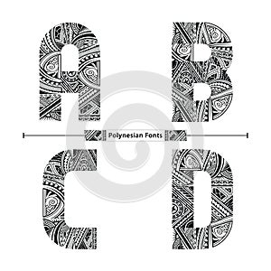 Alphabet Polynesian style in a set ABCD