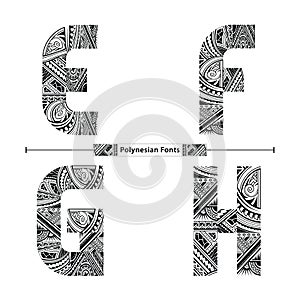 Alphabet Polynesian style in a set EFGH