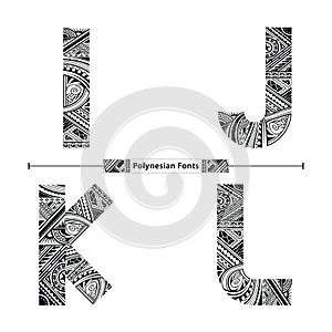 Alphabet Polynesian style in a set IJKL