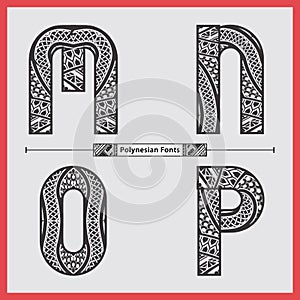 Alphabet polynesian style in a set MNOP