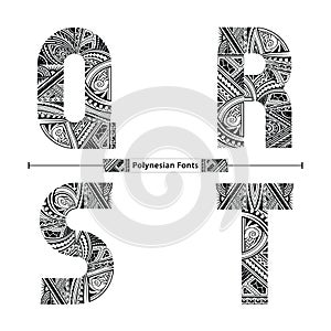 Alphabet Polynesian style in a set QRST