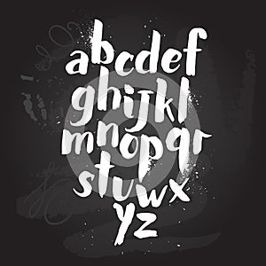 Alphabet poster, dry brush ink artistic modern calligraphy print. Handdrawn trendy design