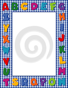 Alphabet Poster Frame, Blue Gingham Border