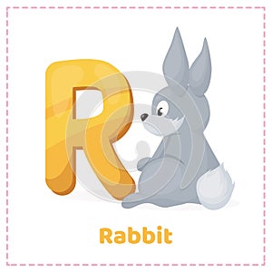 Alphabet printable flashcards vector with letter R