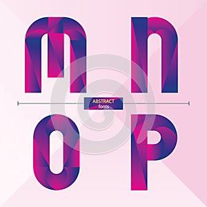 Alphabet purple color geometric style in a set MNOP